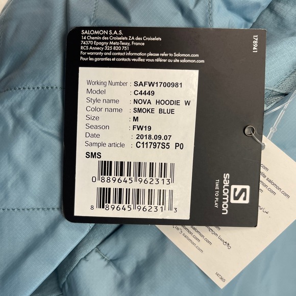 NEW Salomon Nova Hoodie Quilted Jacket Womens M‎ Full Zip Activewear Smoke Blue - Picture 5 of 13